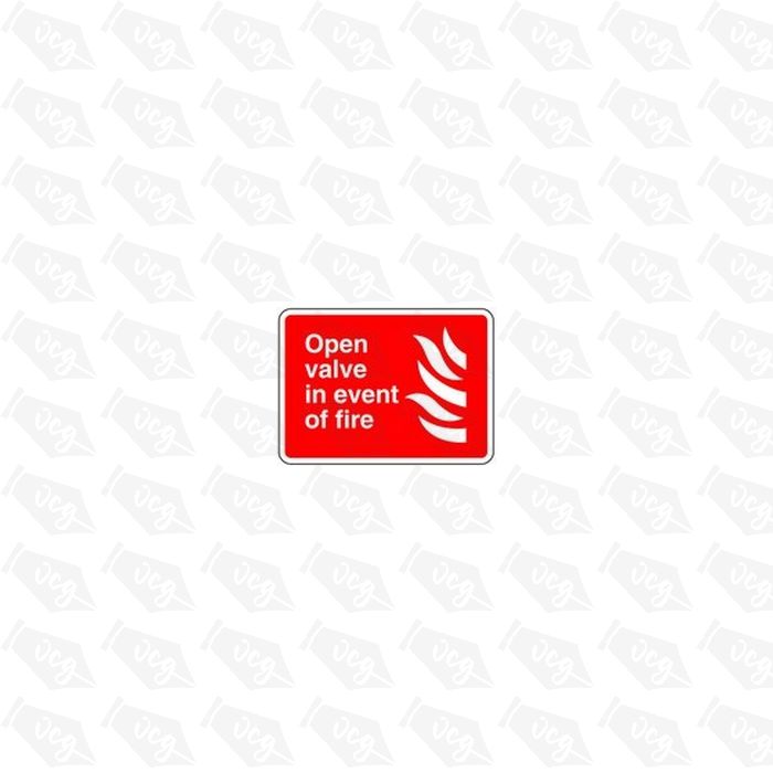 Open valve in event of fire Safety Sticker