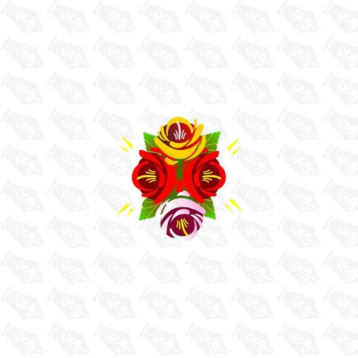 Traditional Style Canal Rose Sticker  Design 4